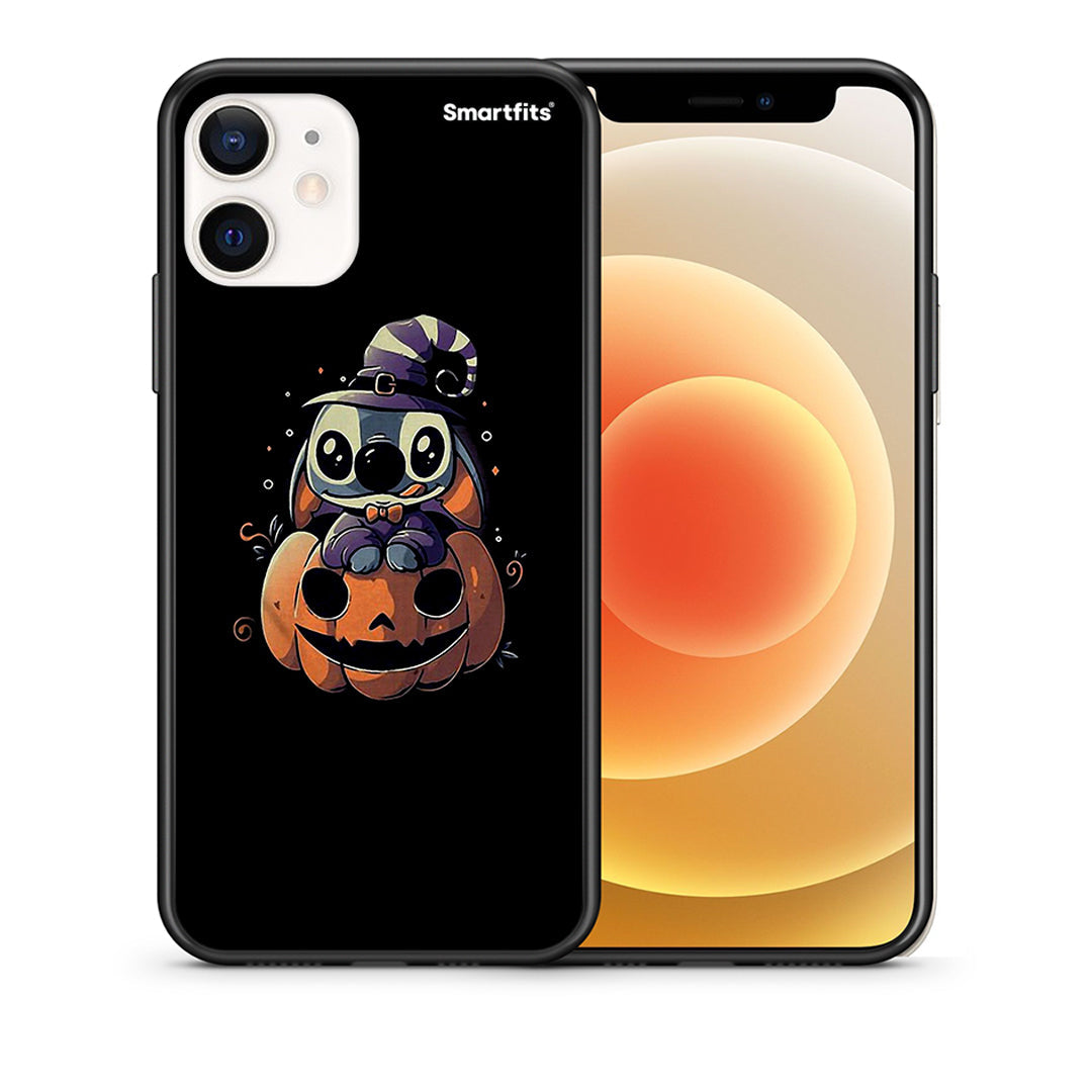 Θήκη iPhone 12 Mini Halloween Stitch από τη Smartfits με σχέδιο στο πίσω μέρος και μαύρο περίβλημα | iPhone 12 Mini Halloween Stitch case with colorful back and black bezels