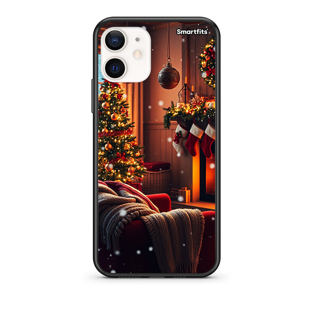 Θήκη iPhone 12 Mini Home For Christmas από τη Smartfits με σχέδιο στο πίσω μέρος και μαύρο περίβλημα | iPhone 12 Mini Home For Christmas case with colorful back and black bezels