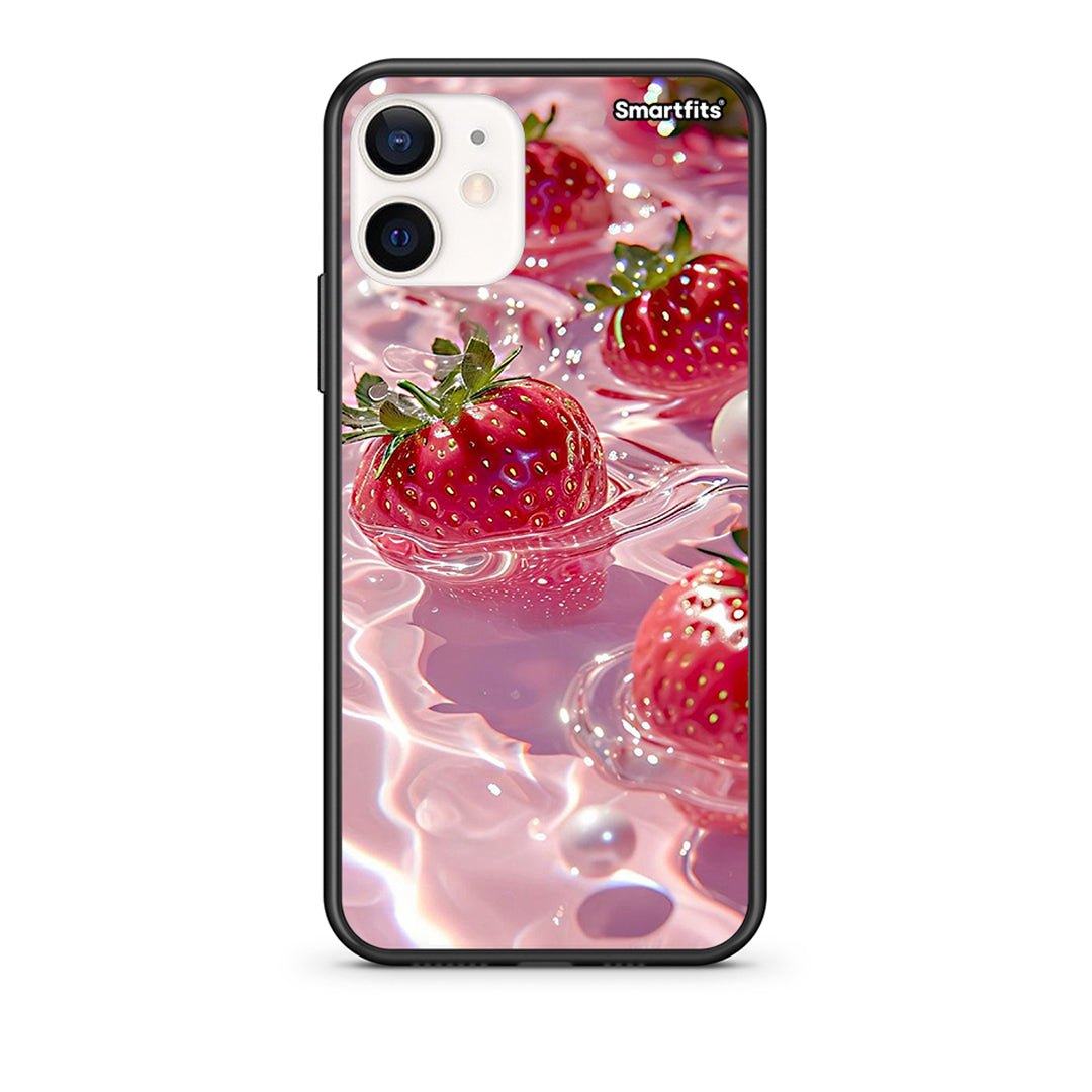 Θήκη iPhone 12 Mini Juicy Strawberries από τη Smartfits με σχέδιο στο πίσω μέρος και μαύρο περίβλημα | iPhone 12 Mini Juicy Strawberries case with colorful back and black bezels