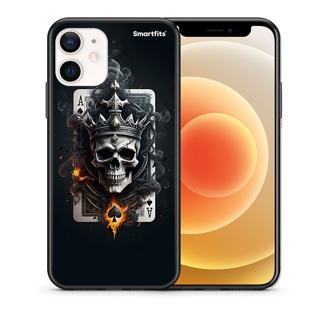 Θήκη iPhone 12 Mini Skull King Ace από τη Smartfits με σχέδιο στο πίσω μέρος και μαύρο περίβλημα | iPhone 12 Mini Skull King Ace case with colorful back and black bezels