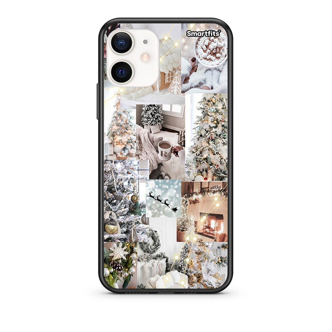 Θήκη iPhone 12 Mini White Christmas από τη Smartfits με σχέδιο στο πίσω μέρος και μαύρο περίβλημα | iPhone 12 Mini White Christmas case with colorful back and black bezels