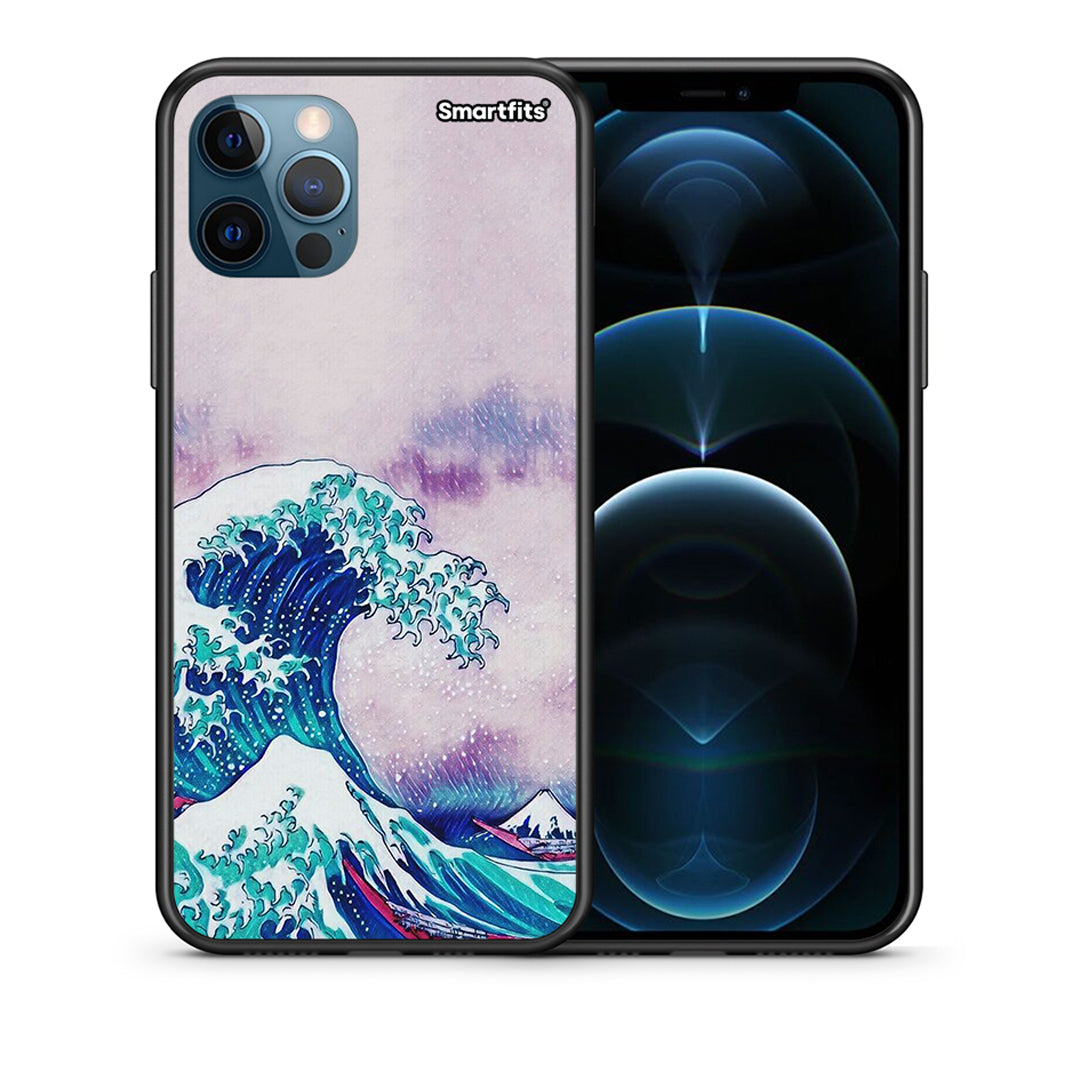 Θήκη iPhone 12 Pro Max Blue Waves από τη Smartfits με σχέδιο στο πίσω μέρος και μαύρο περίβλημα | iPhone 12 Pro Max Blue Waves case with colorful back and black bezels