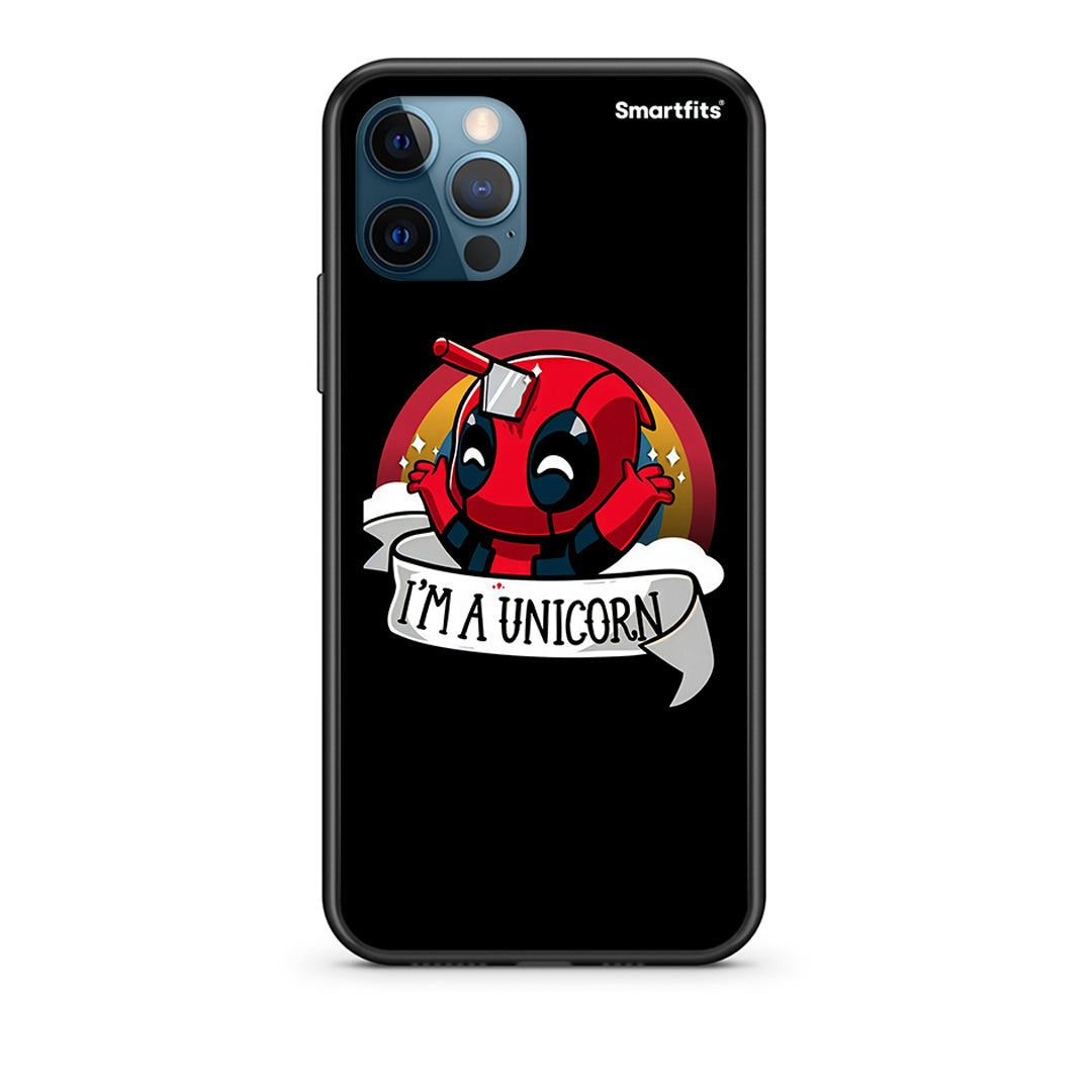 iPhone 12 Pro Max Unicorn Deadpool Θήκη από τη Smartfits με σχέδιο στο πίσω μέρος και μαύρο περίβλημα | Smartphone case with colorful back and black bezels by Smartfits