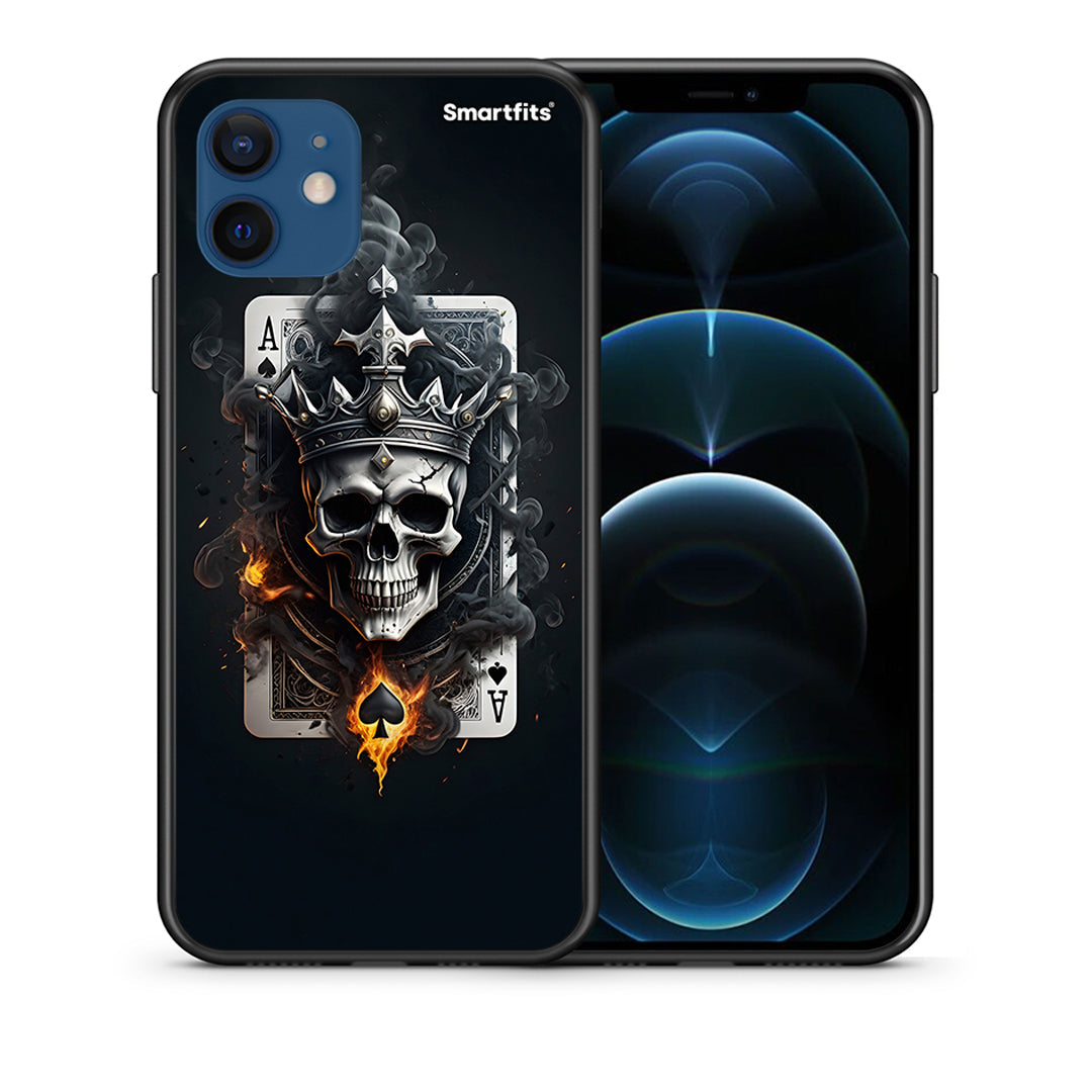 Θήκη iPhone 12 Pro Skull King Ace από τη Smartfits με σχέδιο στο πίσω μέρος και μαύρο περίβλημα | iPhone 12 Pro Skull King Ace case with colorful back and black bezels