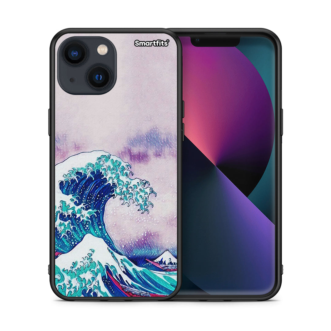 Θήκη iPhone 13 Mini Blue Waves από τη Smartfits με σχέδιο στο πίσω μέρος και μαύρο περίβλημα | iPhone 13 Mini Blue Waves case with colorful back and black bezels