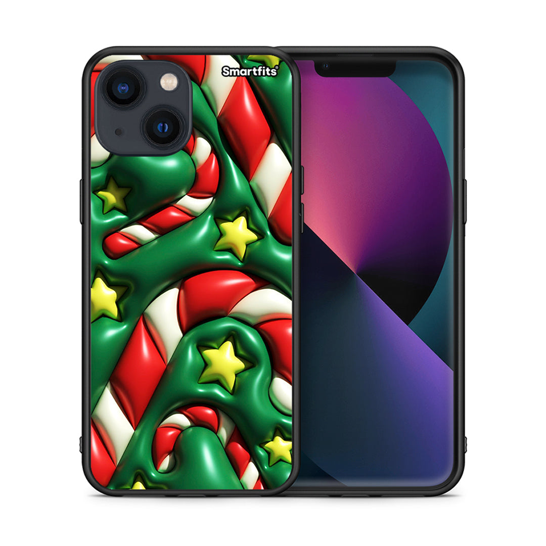 Θήκη iPhone 13 Mini Christmas Bubbles από τη Smartfits με σχέδιο στο πίσω μέρος και μαύρο περίβλημα | iPhone 13 Mini Christmas Bubbles case with colorful back and black bezels