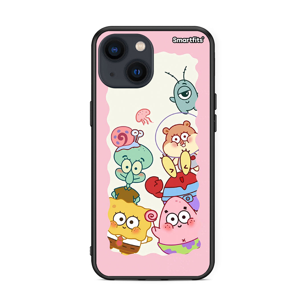 iPhone 13 Mini Cute Companion θήκη από τη Smartfits με σχέδιο στο πίσω μέρος και μαύρο περίβλημα | Smartphone case with colorful back and black bezels by Smartfits