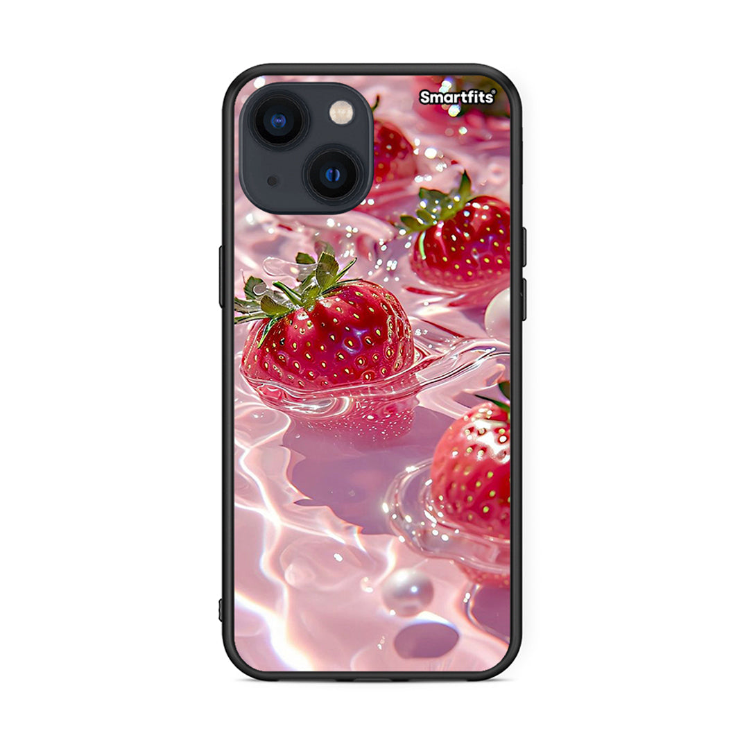 iPhone 13 Juicy Strawberries θήκη από τη Smartfits με σχέδιο στο πίσω μέρος και μαύρο περίβλημα | Smartphone case with colorful back and black bezels by Smartfits