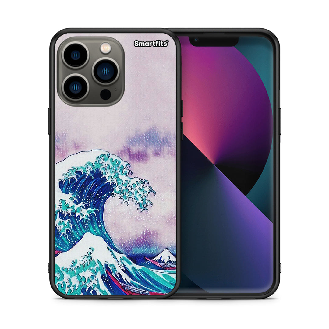 Θήκη iPhone 13 Pro Blue Waves από τη Smartfits με σχέδιο στο πίσω μέρος και μαύρο περίβλημα | iPhone 13 Pro Blue Waves case with colorful back and black bezels