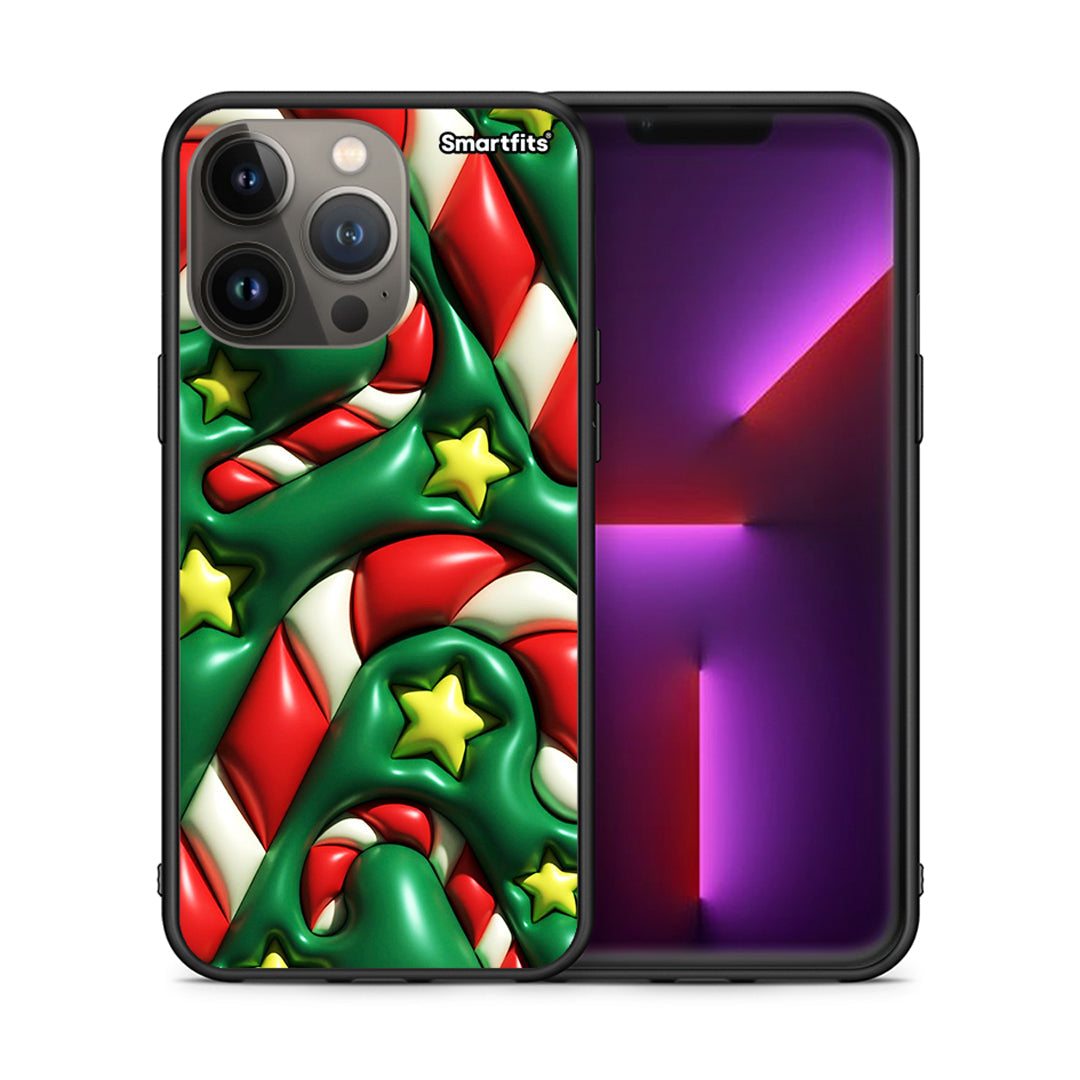 Θήκη iPhone 13 Pro Max Christmas Bubbles από τη Smartfits με σχέδιο στο πίσω μέρος και μαύρο περίβλημα | iPhone 13 Pro Max Christmas Bubbles case with colorful back and black bezels