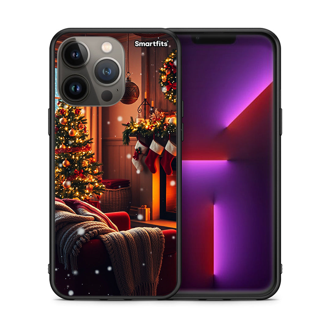 Θήκη iPhone 13 Pro Max Home For Christmas από τη Smartfits με σχέδιο στο πίσω μέρος και μαύρο περίβλημα | iPhone 13 Pro Max Home For Christmas case with colorful back and black bezels