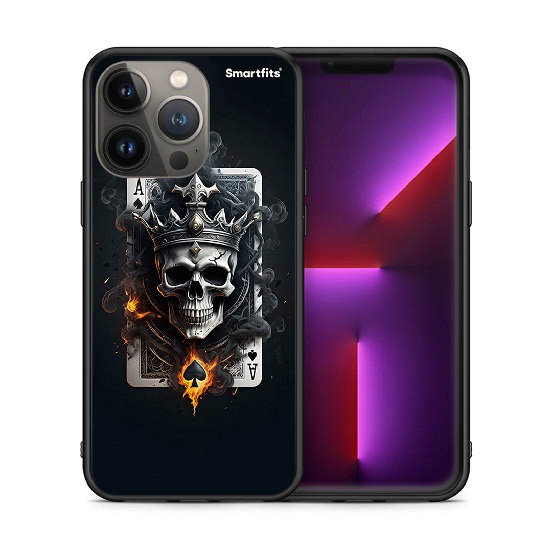 Θήκη iPhone 13 Pro Max Skull King Ace από τη Smartfits με σχέδιο στο πίσω μέρος και μαύρο περίβλημα | iPhone 13 Pro Max Skull King Ace case with colorful back and black bezels