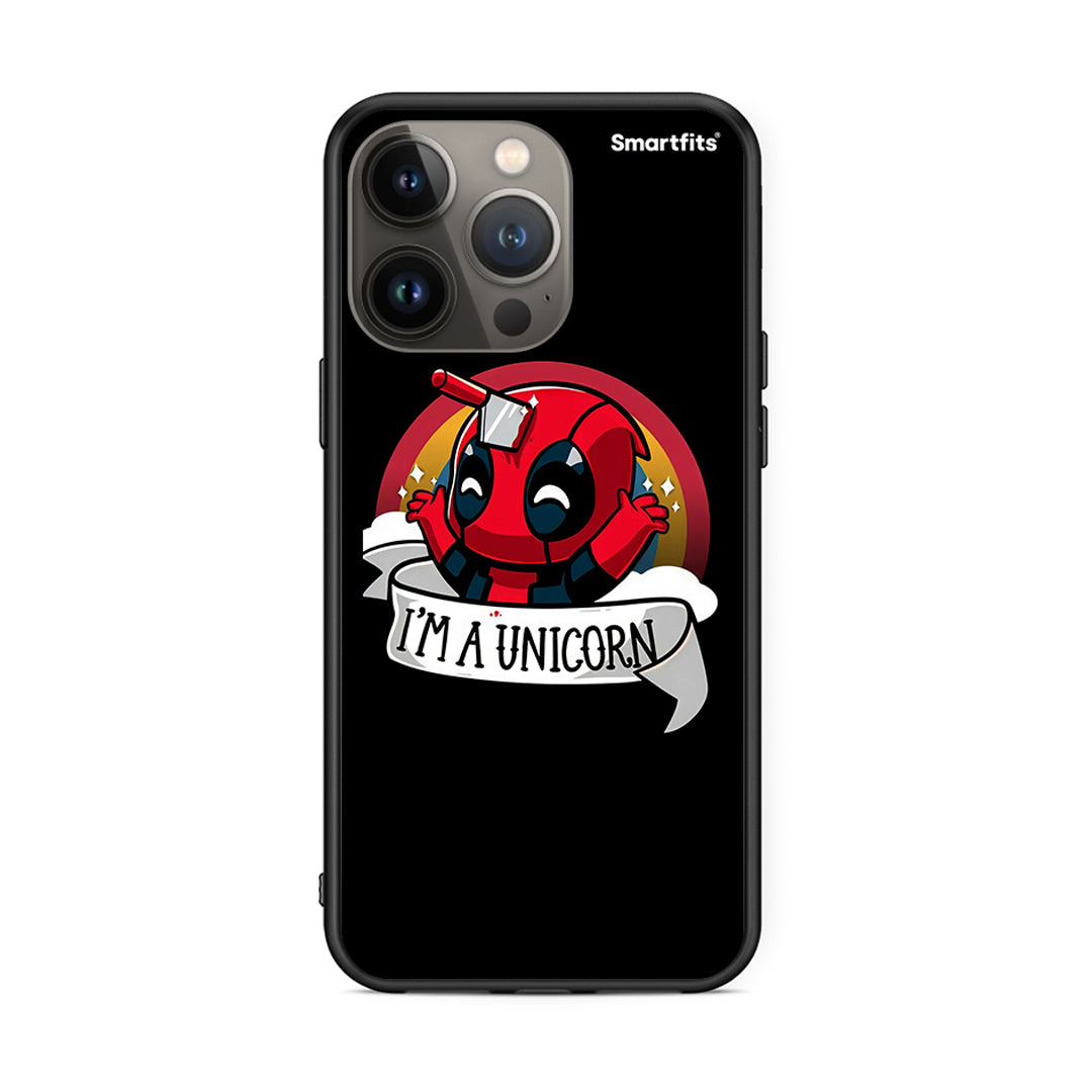 iPhone 13 Pro Max Unicorn Deadpool θήκη από τη Smartfits με σχέδιο στο πίσω μέρος και μαύρο περίβλημα | Smartphone case with colorful back and black bezels by Smartfits