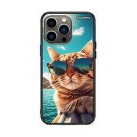 Thumbnail for iPhone 13 Pro Summer Cat θήκη από τη Smartfits με σχέδιο στο πίσω μέρος και μαύρο περίβλημα | Smartphone case with colorful back and black bezels by Smartfits