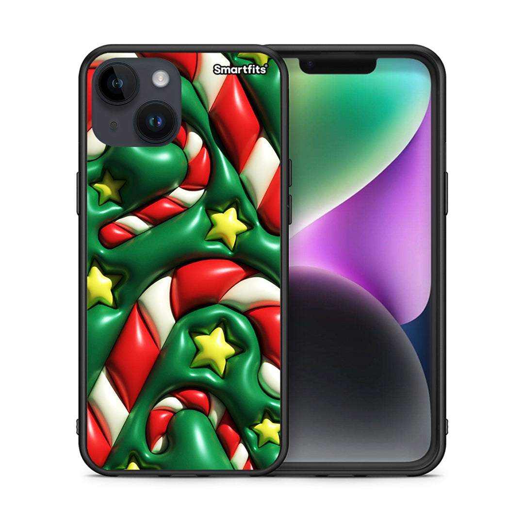 Θήκη iPhone 14 Christmas Bubbles από τη Smartfits με σχέδιο στο πίσω μέρος και μαύρο περίβλημα | iPhone 14 Christmas Bubbles case with colorful back and black bezels