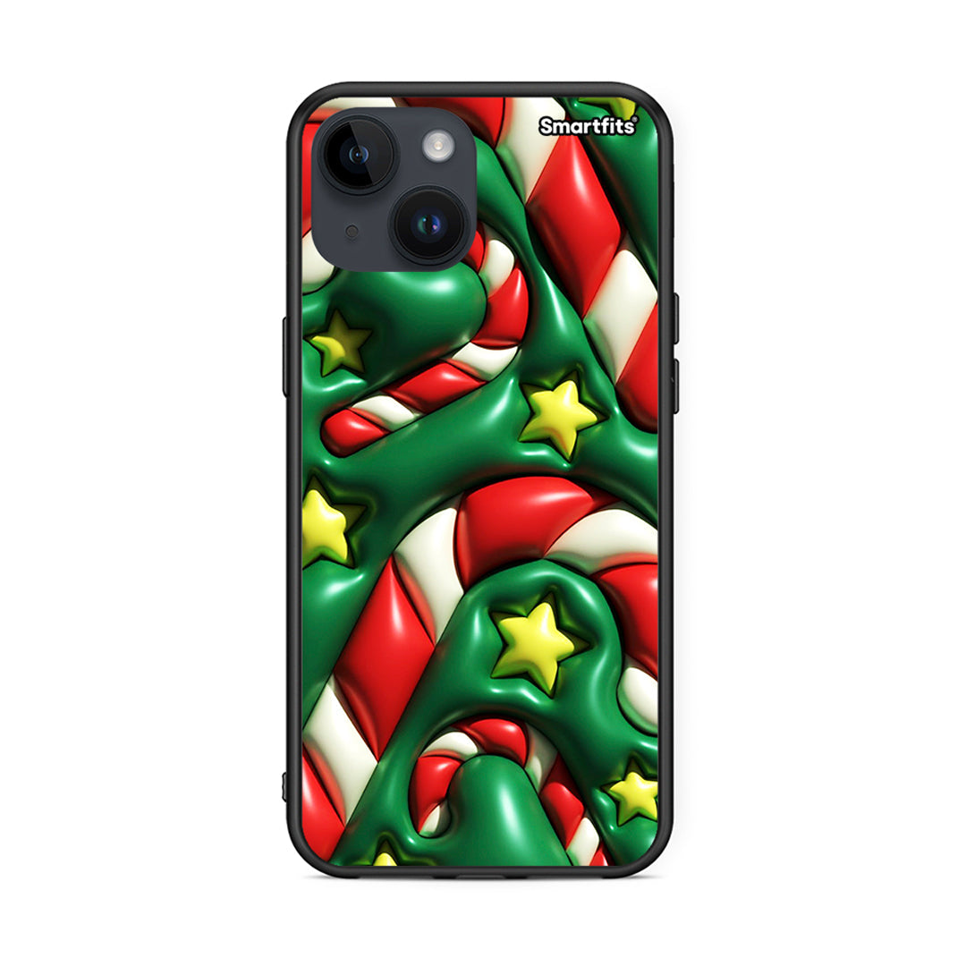 iPhone 14 Christmas Bubbles θήκη από τη Smartfits με σχέδιο στο πίσω μέρος και μαύρο περίβλημα | Smartphone case with colorful back and black bezels by Smartfits