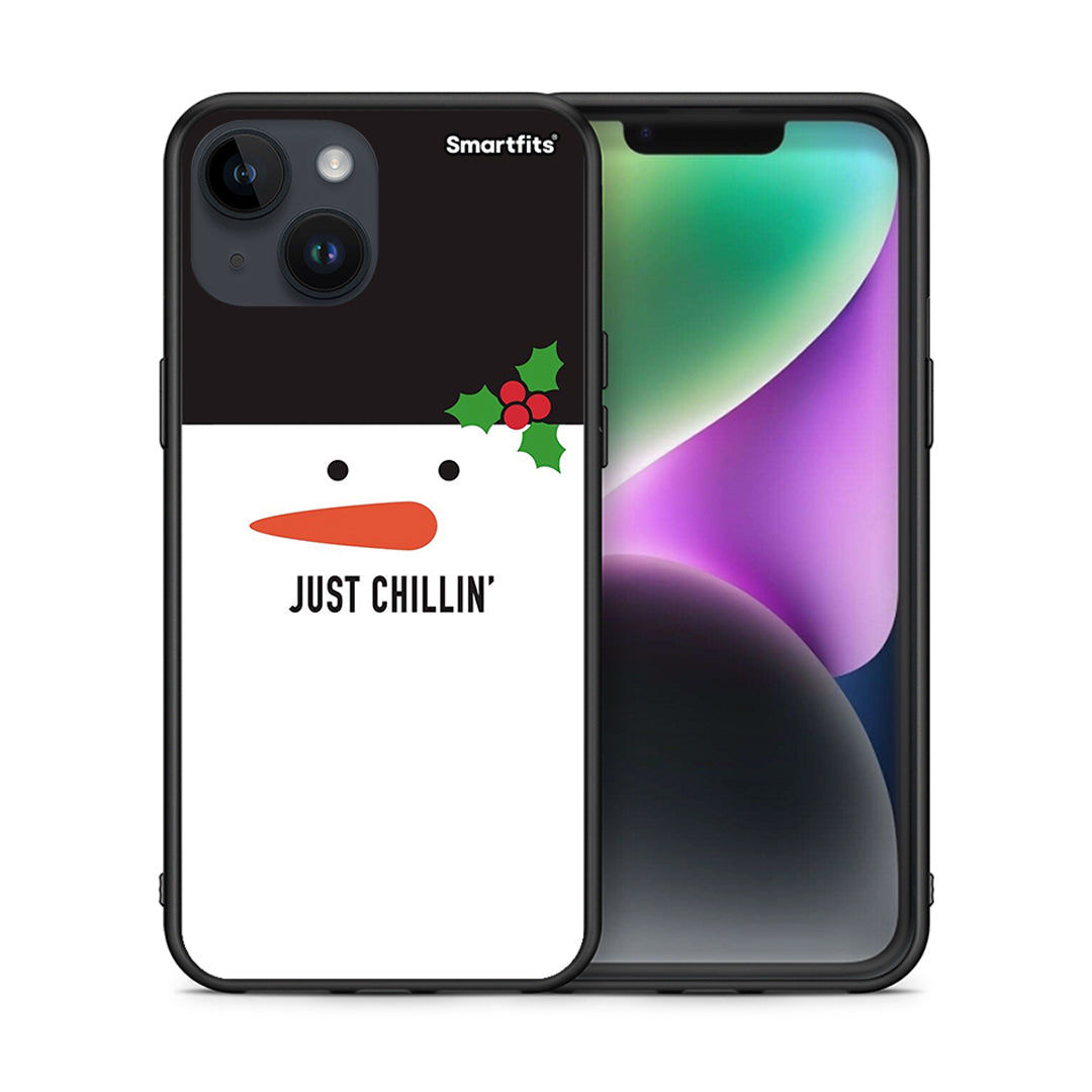 Θήκη iPhone 14 Christmas Chillin από τη Smartfits με σχέδιο στο πίσω μέρος και μαύρο περίβλημα | iPhone 14 Christmas Chillin case with colorful back and black bezels