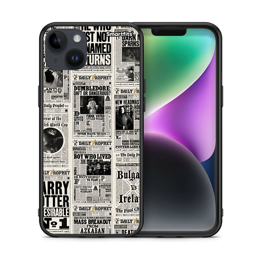 Θήκη iPhone 14 Plus Harry Paper από τη Smartfits με σχέδιο στο πίσω μέρος και μαύρο περίβλημα | iPhone 14 Plus Harry Paper case with colorful back and black bezels