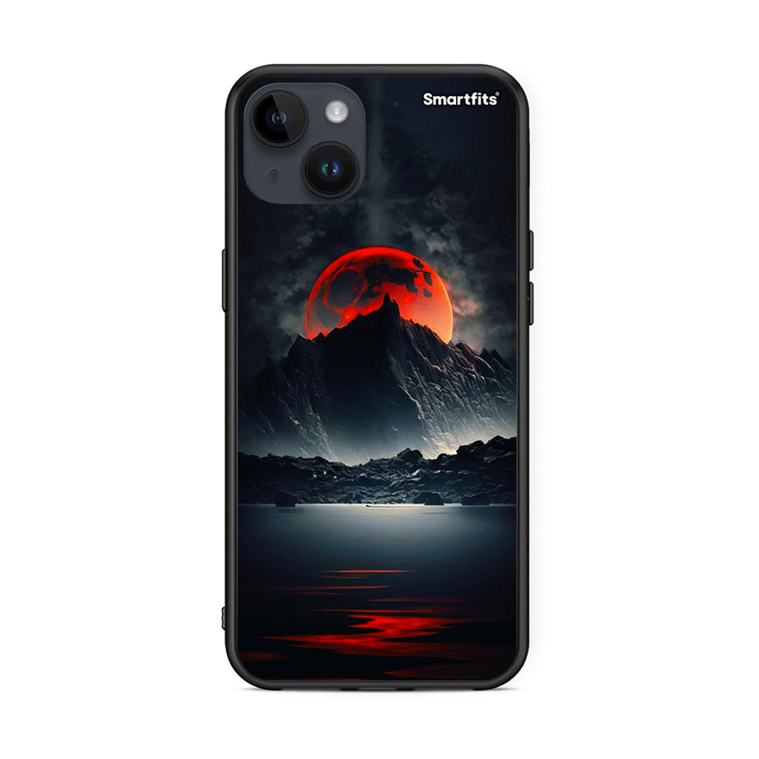 iPhone 14 Plus Red Full Moon θήκη από τη Smartfits με σχέδιο στο πίσω μέρος και μαύρο περίβλημα | Smartphone case with colorful back and black bezels by Smartfits