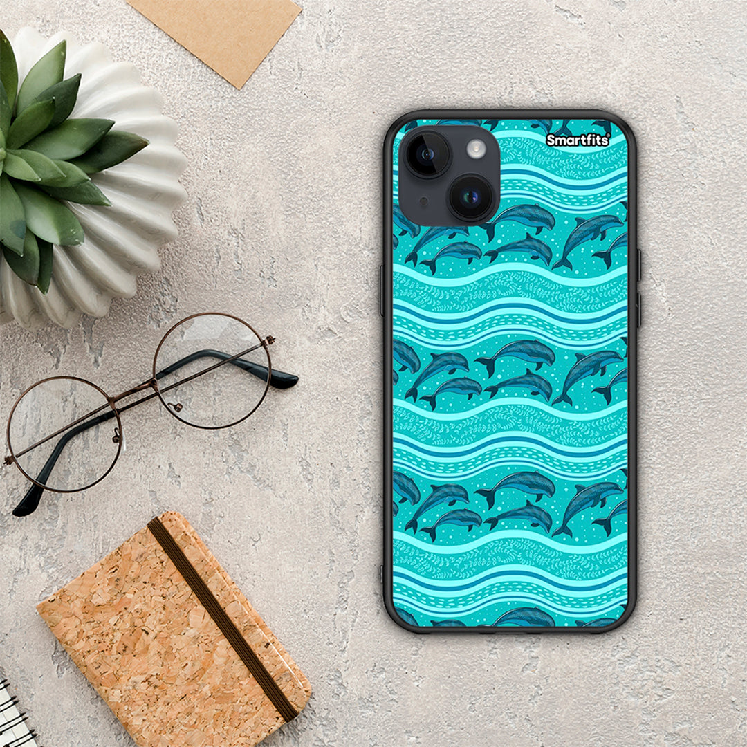 Swimming Dolphins - iPhone 15 Plus case