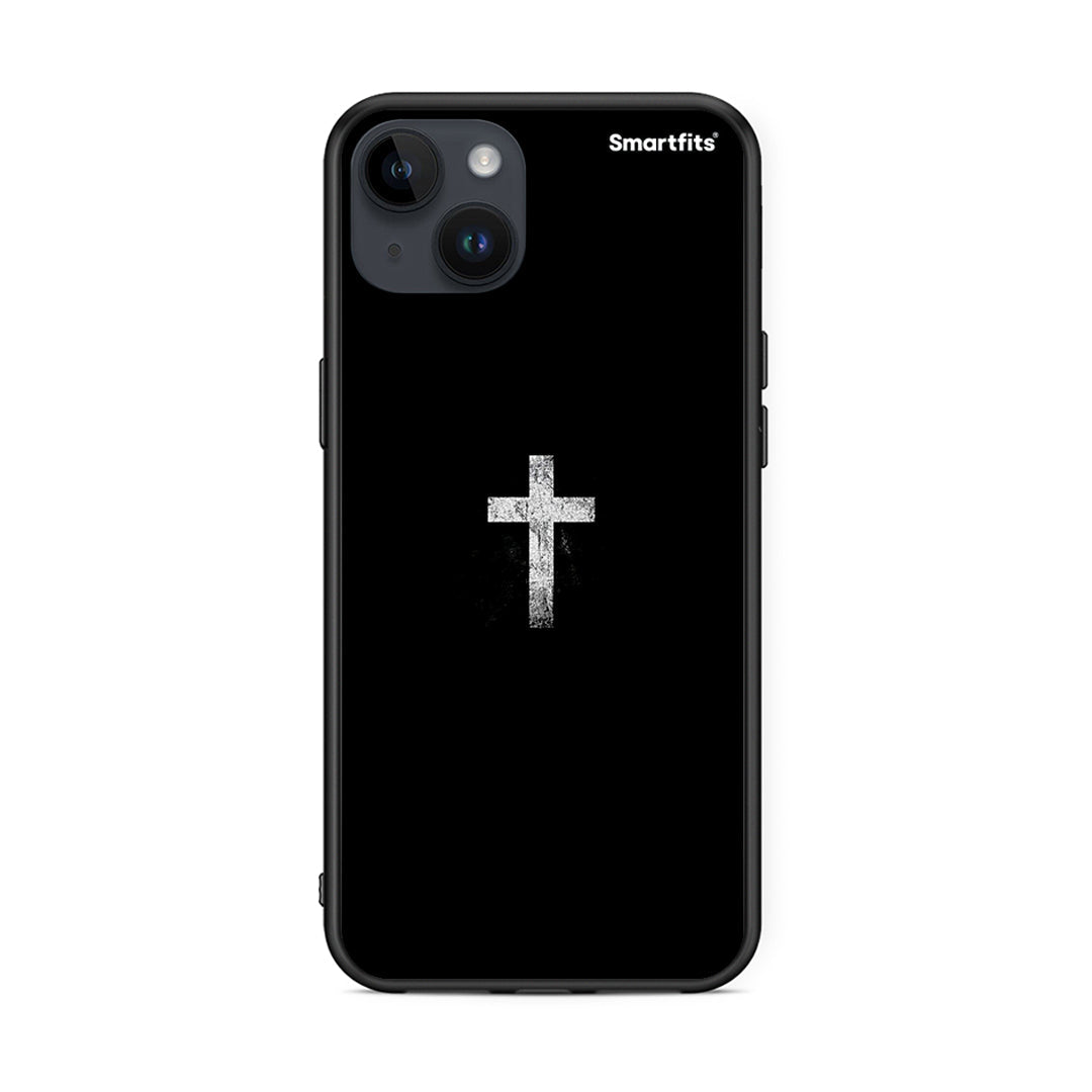 iPhone 14 Plus White Cross θήκη από τη Smartfits με σχέδιο στο πίσω μέρος και μαύρο περίβλημα | Smartphone case with colorful back and black bezels by Smartfits