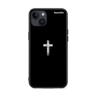 Thumbnail for iPhone 14 Plus White Cross θήκη από τη Smartfits με σχέδιο στο πίσω μέρος και μαύρο περίβλημα | Smartphone case with colorful back and black bezels by Smartfits