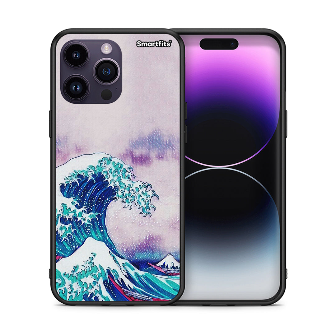 Θήκη iPhone 14 Pro Blue Waves από τη Smartfits με σχέδιο στο πίσω μέρος και μαύρο περίβλημα | iPhone 14 Pro Blue Waves case with colorful back and black bezels