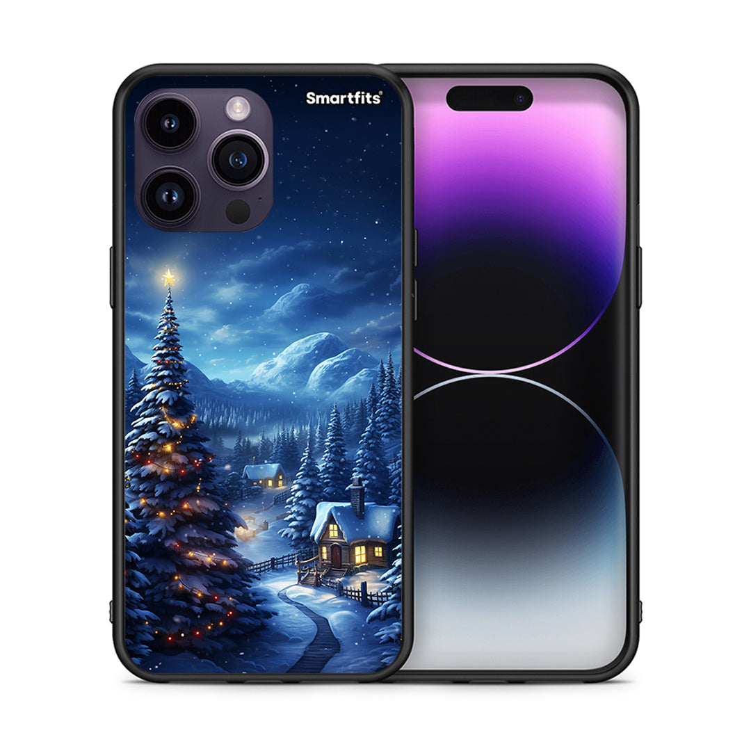 Θήκη iPhone 14 Pro Christmas Scenery από τη Smartfits με σχέδιο στο πίσω μέρος και μαύρο περίβλημα | iPhone 14 Pro Christmas Scenery case with colorful back and black bezels