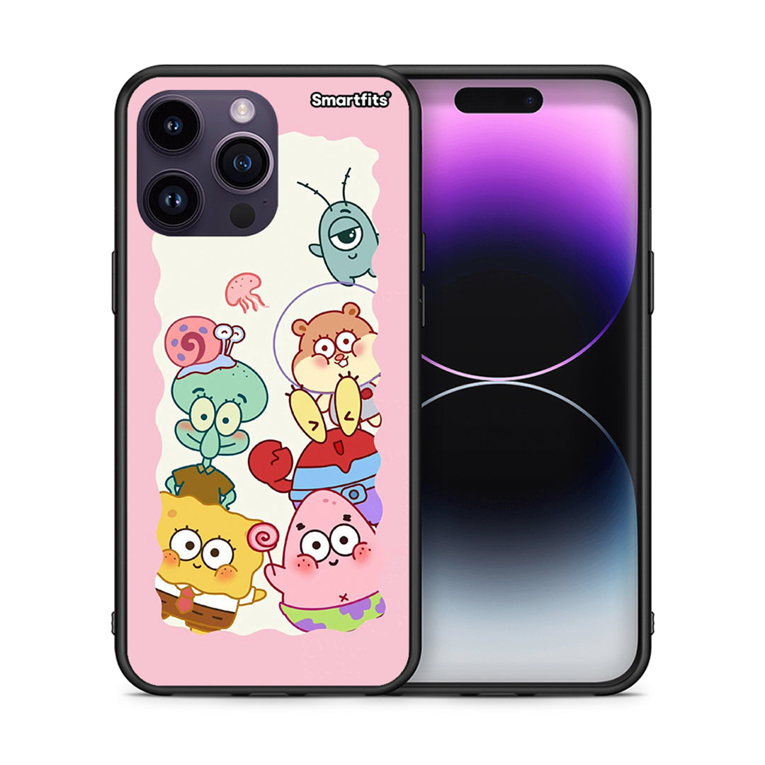 Θήκη iPhone 15 Pro Cute Companion από τη Smartfits με σχέδιο στο πίσω μέρος και μαύρο περίβλημα | iPhone 15 Pro Cute Companion case with colorful back and black bezels