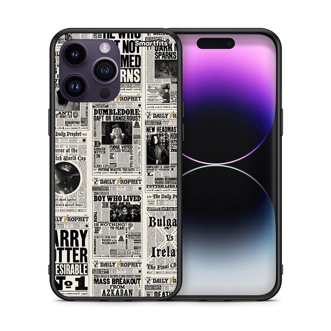 Θήκη iPhone 15 Pro Harry Paper από τη Smartfits με σχέδιο στο πίσω μέρος και μαύρο περίβλημα | iPhone 15 Pro Harry Paper case with colorful back and black bezels