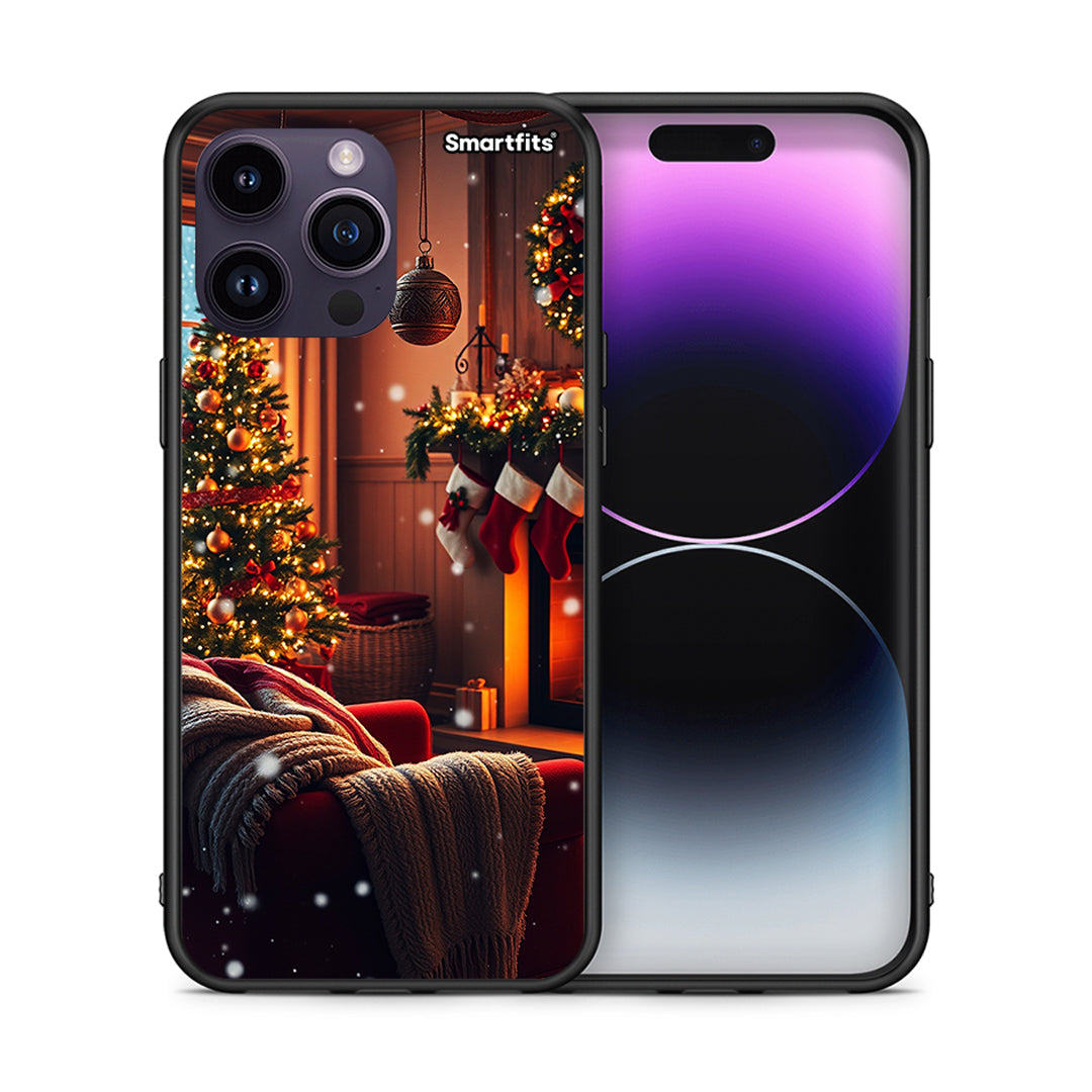 Θήκη iPhone 15 Pro Home For Christmas από τη Smartfits με σχέδιο στο πίσω μέρος και μαύρο περίβλημα | iPhone 15 Pro Home For Christmas case with colorful back and black bezels