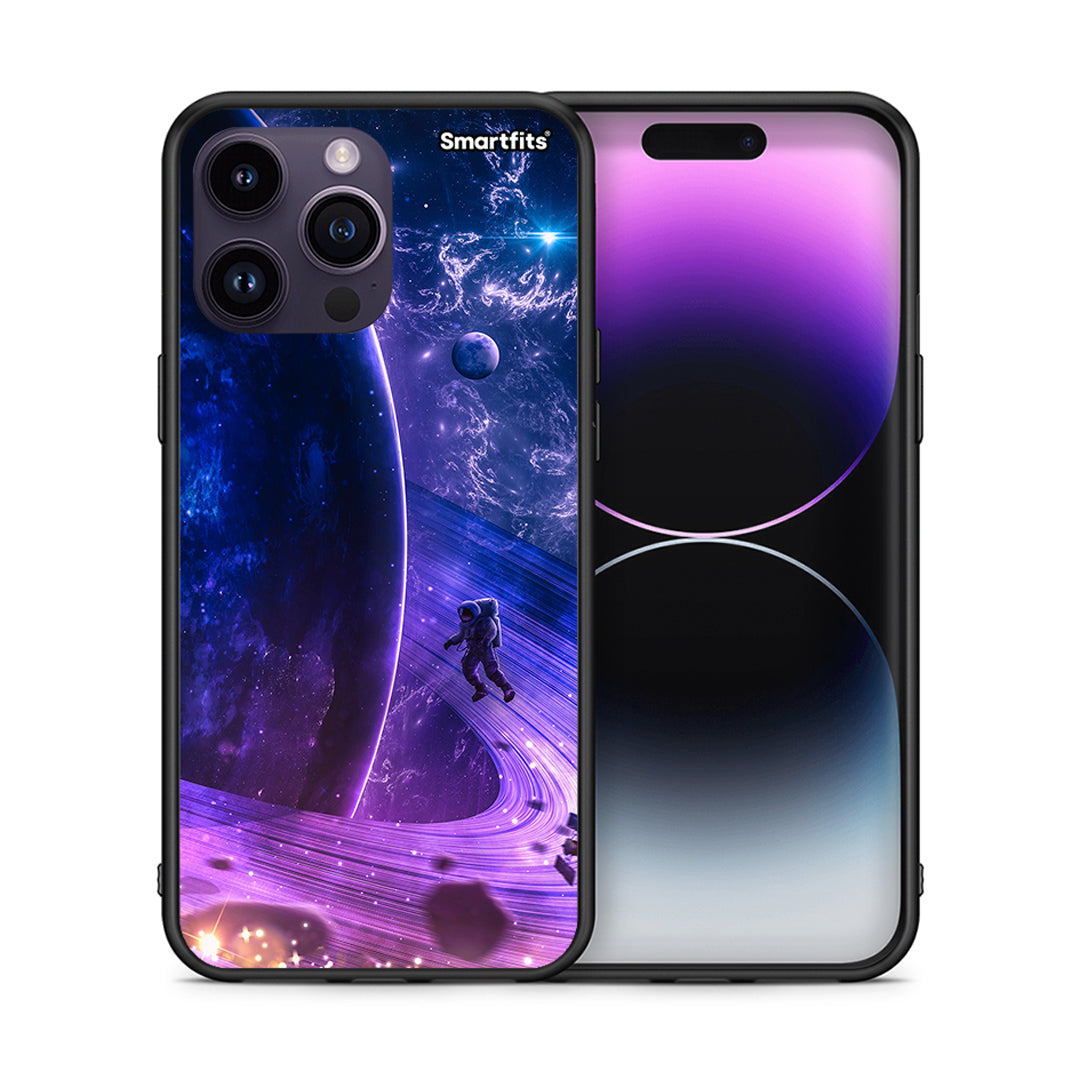 Θήκη iPhone 15 Pro Lost Astronaut από τη Smartfits με σχέδιο στο πίσω μέρος και μαύρο περίβλημα | iPhone 15 Pro Lost Astronaut case with colorful back and black bezels