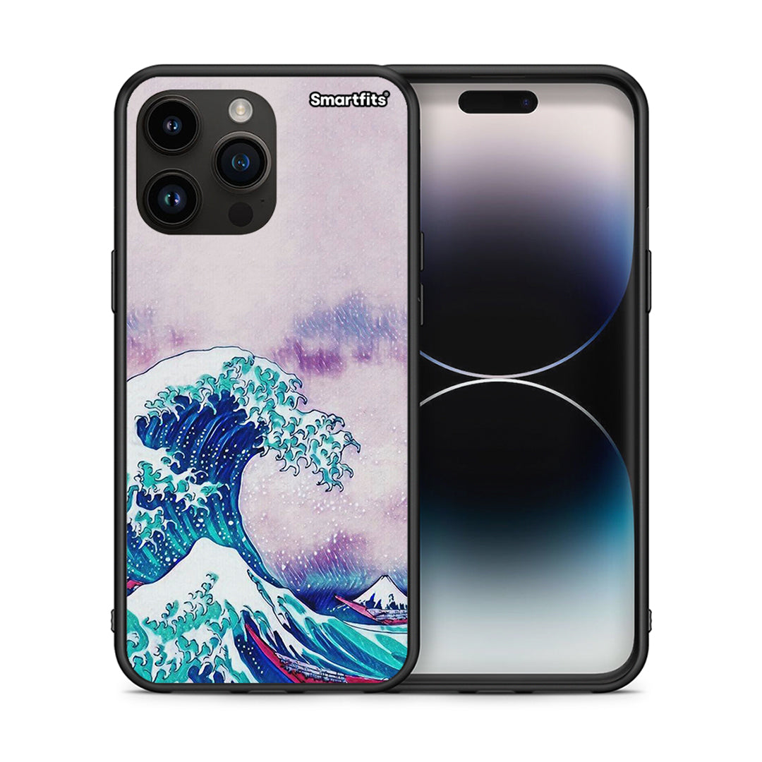 Θήκη iPhone 15 Pro Max Blue Waves από τη Smartfits με σχέδιο στο πίσω μέρος και μαύρο περίβλημα | iPhone 15 Pro Max Blue Waves case with colorful back and black bezels