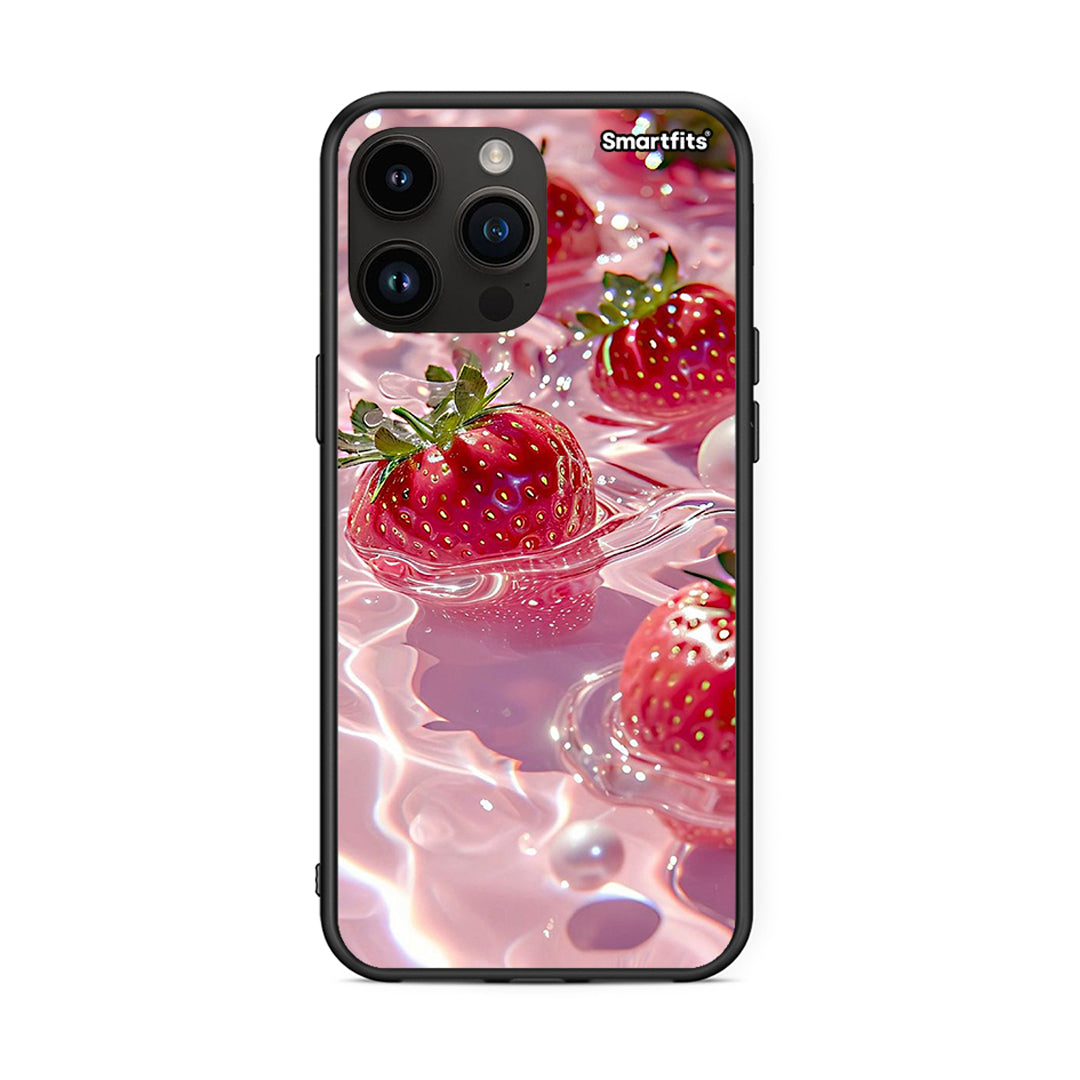 iPhone 14 Pro Max Juicy Strawberries θήκη από τη Smartfits με σχέδιο στο πίσω μέρος και μαύρο περίβλημα | Smartphone case with colorful back and black bezels by Smartfits