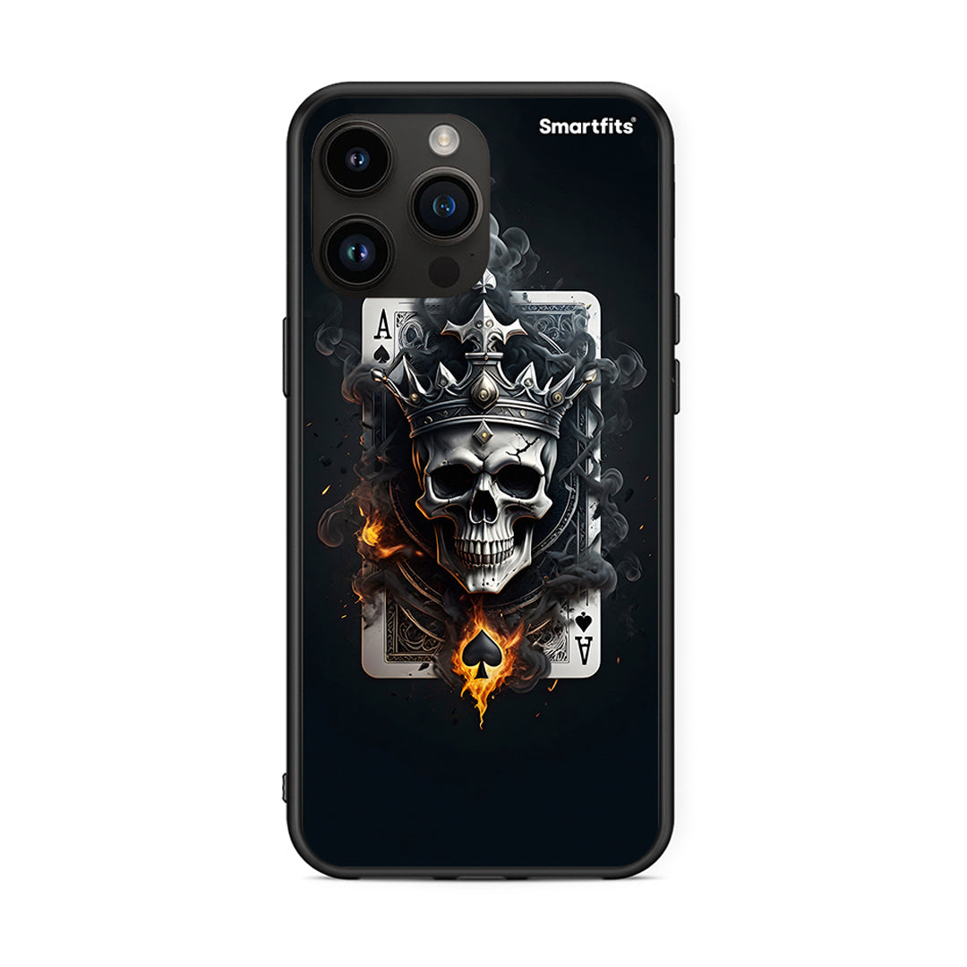 iPhone 15 Pro Max Skull King Ace θήκη από τη Smartfits με σχέδιο στο πίσω μέρος και μαύρο περίβλημα | Smartphone case with colorful back and black bezels by Smartfits