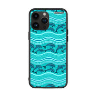Thumbnail for iPhone 15 Pro Max Swimming Dolphins θήκη από τη Smartfits με σχέδιο στο πίσω μέρος και μαύρο περίβλημα | Smartphone case with colorful back and black bezels by Smartfits