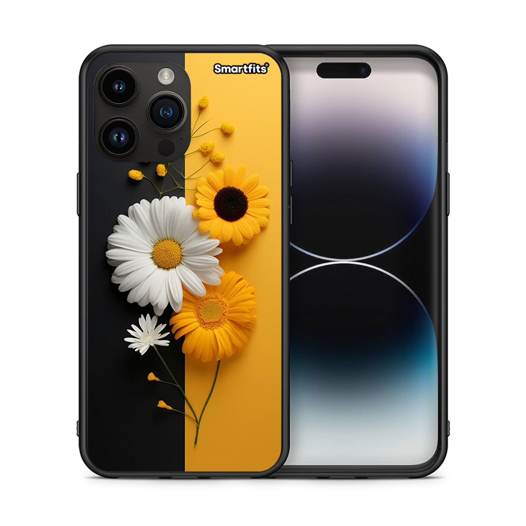 Θήκη iPhone 14 Pro Max Yellow Daisies από τη Smartfits με σχέδιο στο πίσω μέρος και μαύρο περίβλημα | iPhone 14 Pro Max Yellow Daisies case with colorful back and black bezels