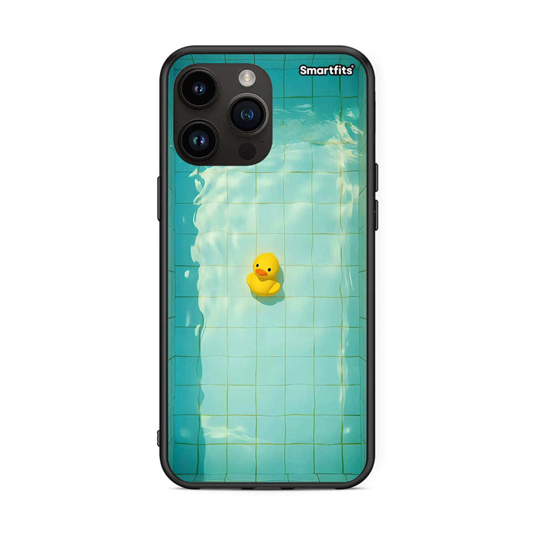 iPhone 15 Pro Max Yellow Duck θήκη από τη Smartfits με σχέδιο στο πίσω μέρος και μαύρο περίβλημα | Smartphone case with colorful back and black bezels by Smartfits