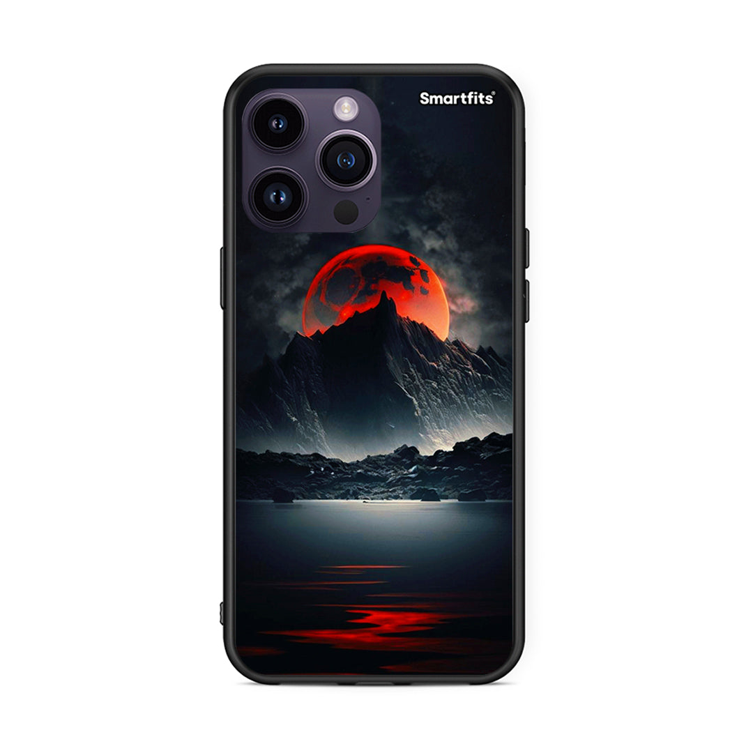 iPhone 15 Pro Red Full Moon θήκη από τη Smartfits με σχέδιο στο πίσω μέρος και μαύρο περίβλημα | Smartphone case with colorful back and black bezels by Smartfits