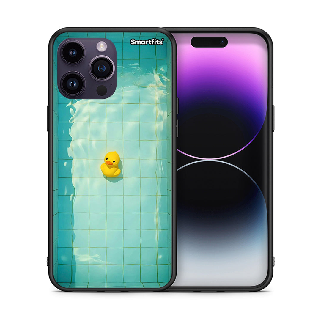 Θήκη iPhone 14 Pro Yellow Duck από τη Smartfits με σχέδιο στο πίσω μέρος και μαύρο περίβλημα | iPhone 14 Pro Yellow Duck case with colorful back and black bezels