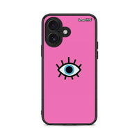 Thumbnail for iPhone 16 Blue Eye Pink θήκη από τη Smartfits με σχέδιο στο πίσω μέρος και μαύρο περίβλημα | Smartphone case with colorful back and black bezels by Smartfits