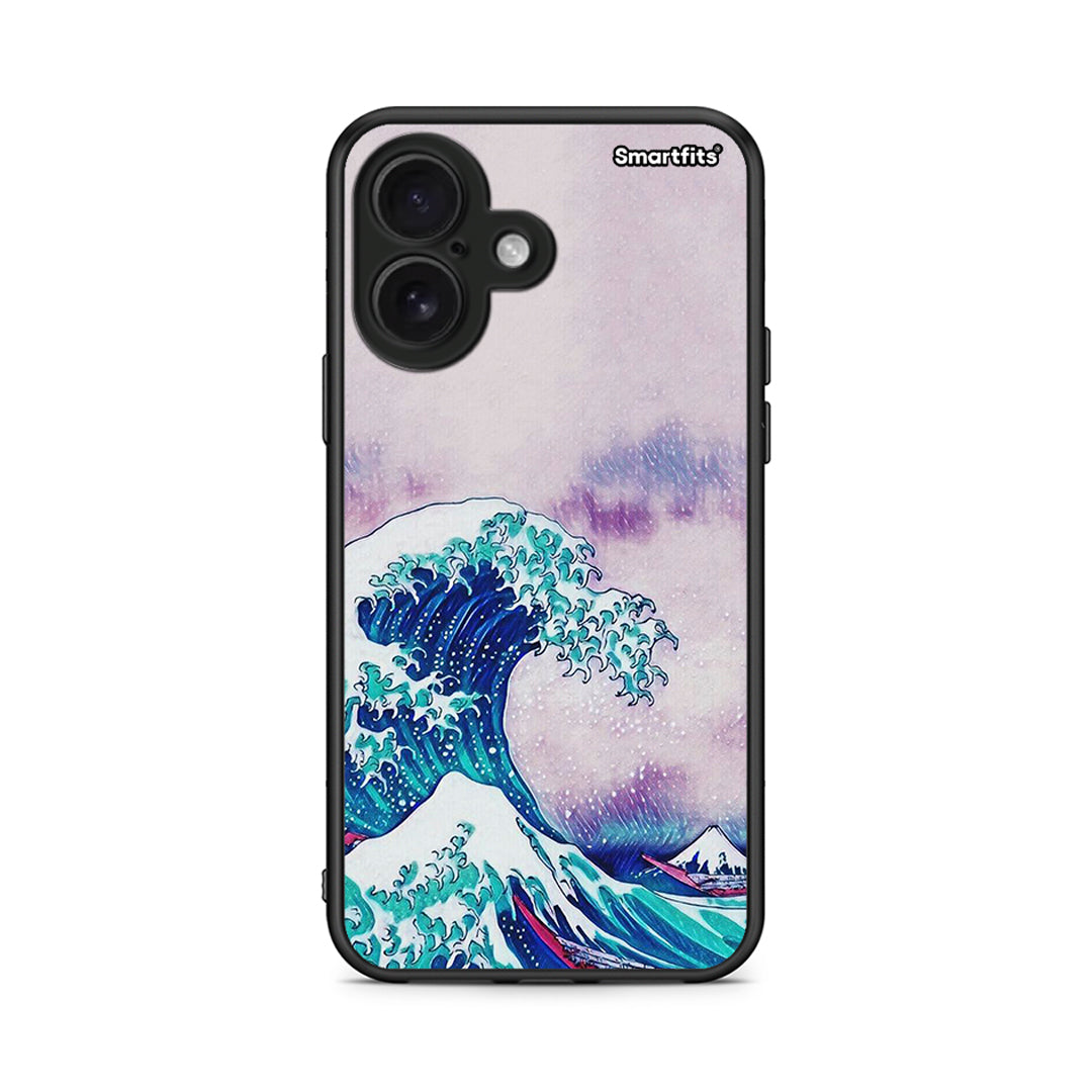 iPhone 16 Blue Waves θήκη από τη Smartfits με σχέδιο στο πίσω μέρος και μαύρο περίβλημα | Smartphone case with colorful back and black bezels by Smartfits