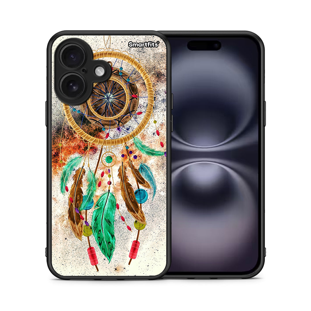 Θήκη iPhone 16 DreamCatcher Boho από τη Smartfits με σχέδιο στο πίσω μέρος και μαύρο περίβλημα | iPhone 16 DreamCatcher Boho case with colorful back and black bezels