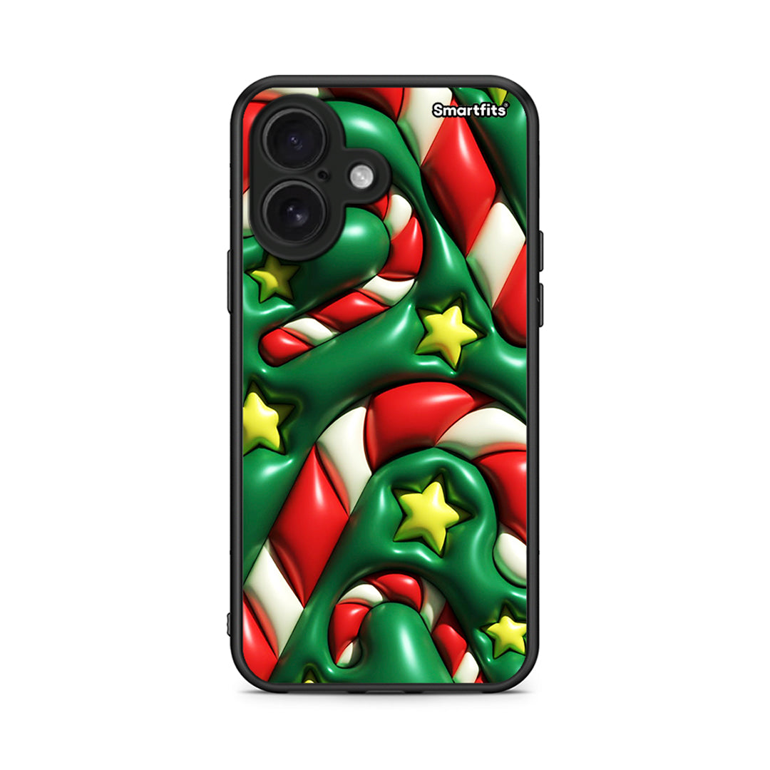 iPhone 16 Christmas Bubbles θήκη από τη Smartfits με σχέδιο στο πίσω μέρος και μαύρο περίβλημα | Smartphone case with colorful back and black bezels by Smartfits