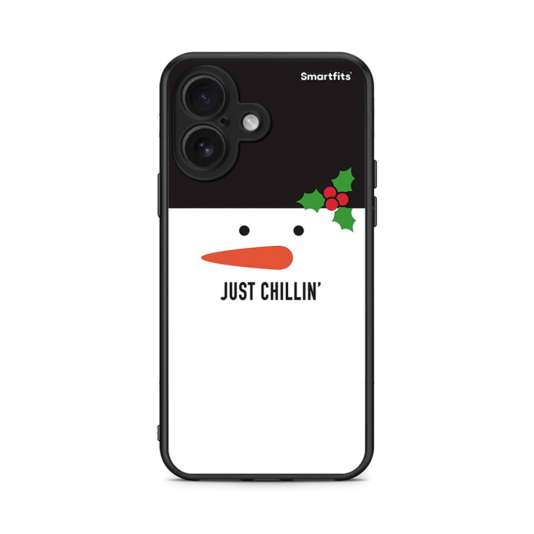 iPhone 16 Christmas Chillin θήκη από τη Smartfits με σχέδιο στο πίσω μέρος και μαύρο περίβλημα | Smartphone case with colorful back and black bezels by Smartfits