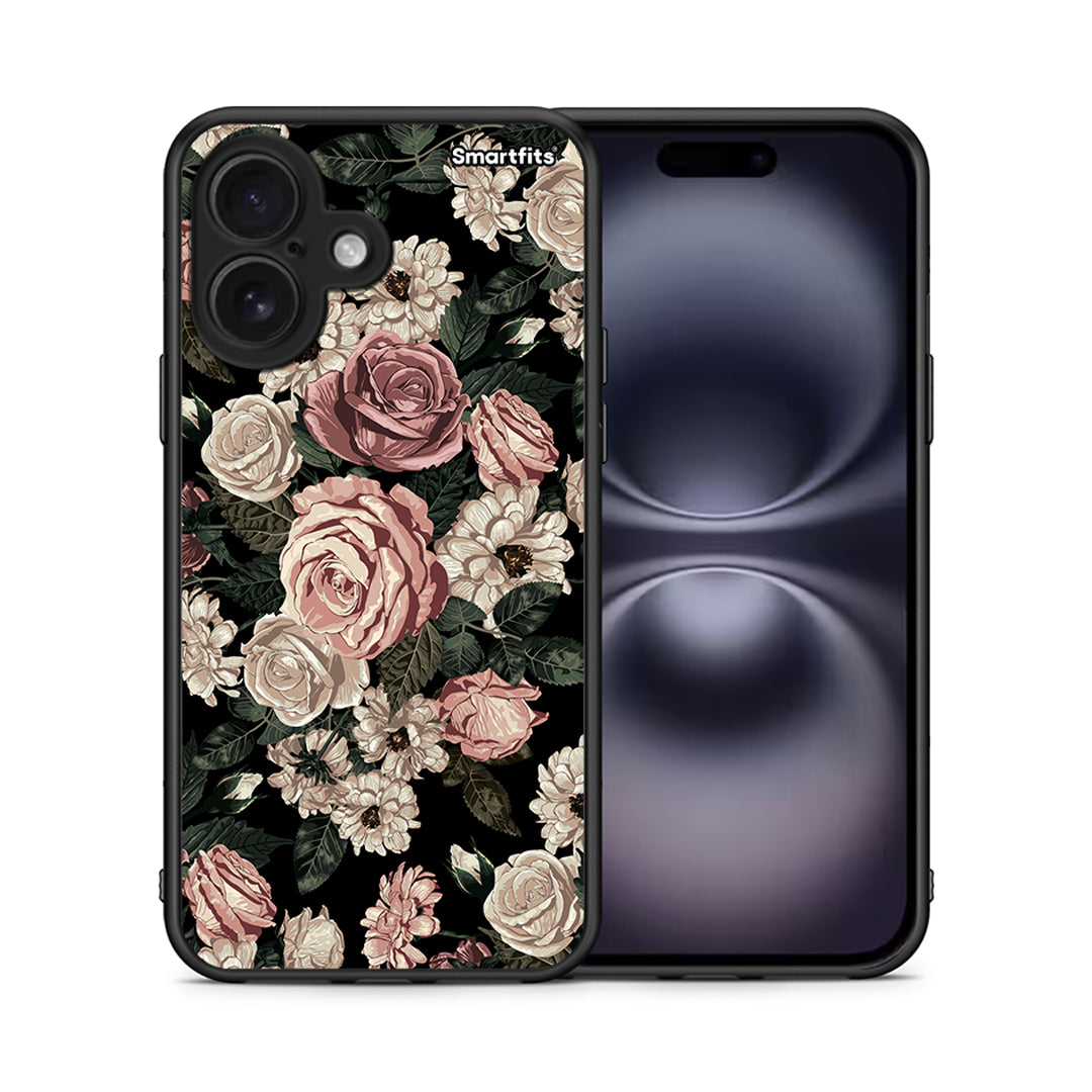 Θήκη iPhone 16 Wild Roses Flower από τη Smartfits με σχέδιο στο πίσω μέρος και μαύρο περίβλημα | iPhone 16 Wild Roses Flower case with colorful back and black bezels