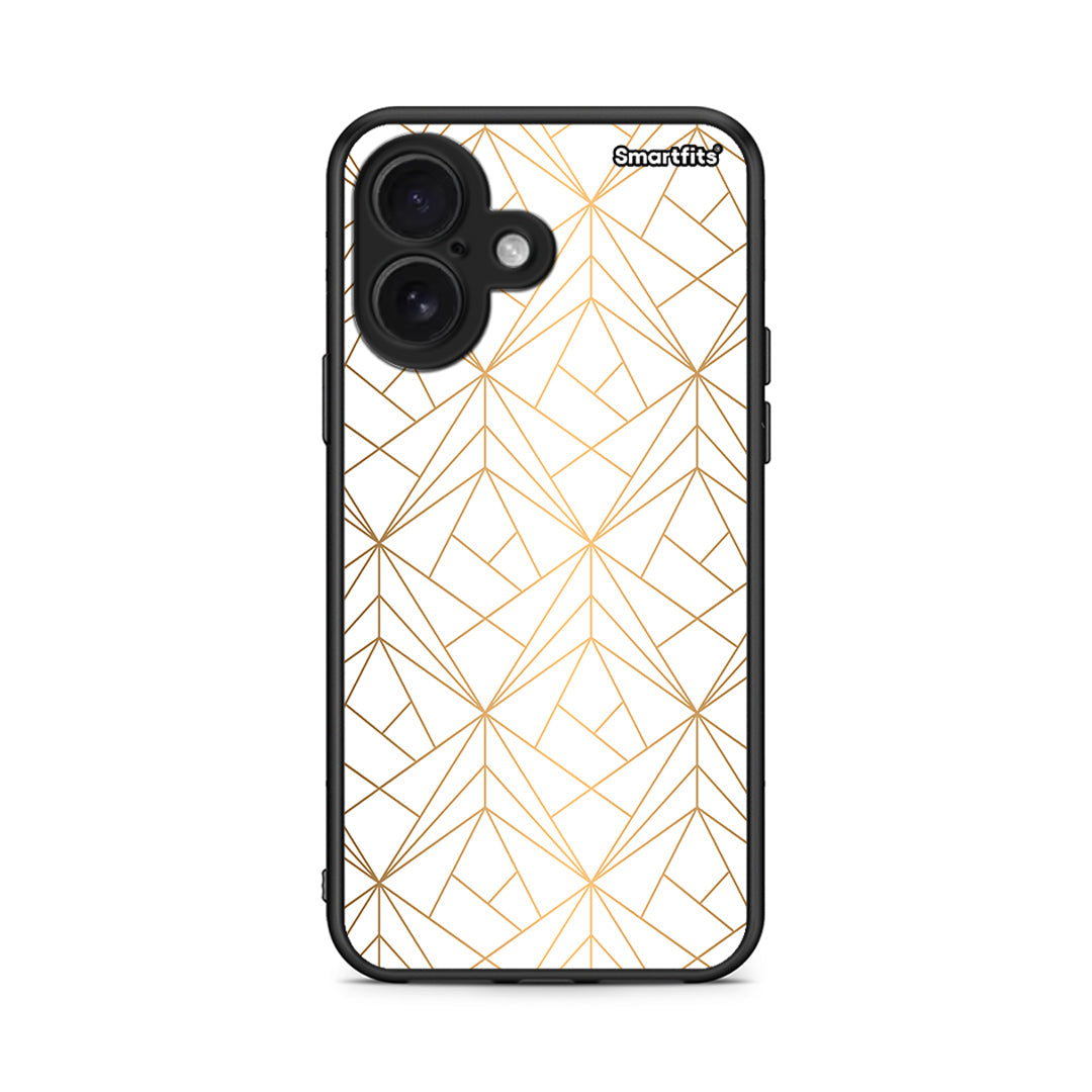 111 - iPhone 16 Luxury White Geometric case, cover, bumper