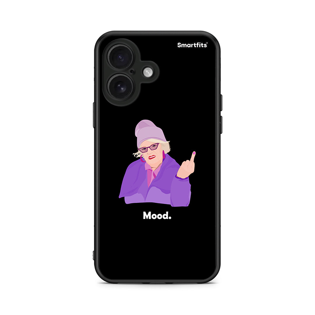 iPhone 16 Grandma Mood Black θήκη από τη Smartfits με σχέδιο στο πίσω μέρος και μαύρο περίβλημα | Smartphone case with colorful back and black bezels by Smartfits