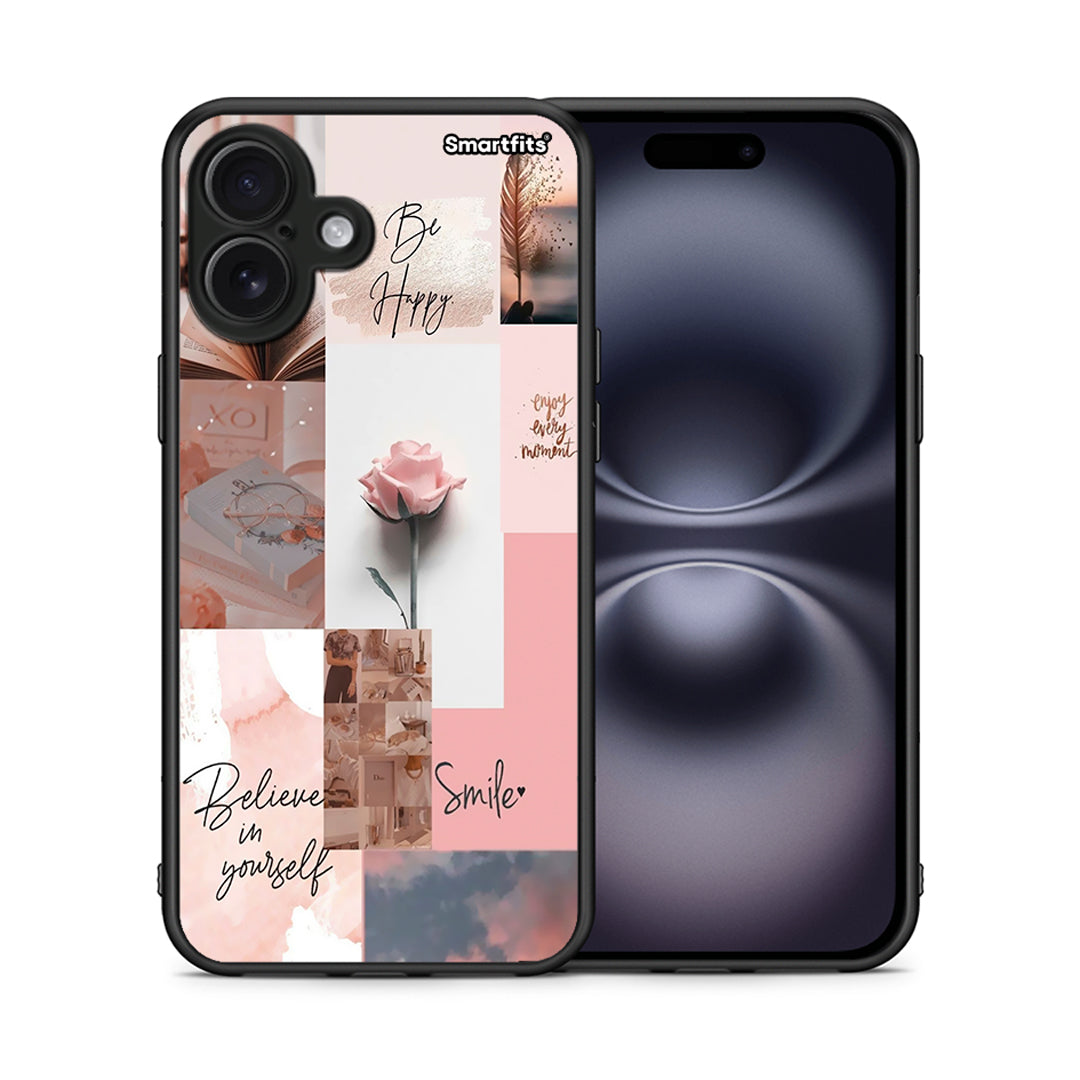 Θήκη iPhone 16 Plus Aesthetic Collage από τη Smartfits με σχέδιο στο πίσω μέρος και μαύρο περίβλημα | iPhone 16 Plus Aesthetic Collage case with colorful back and black bezels