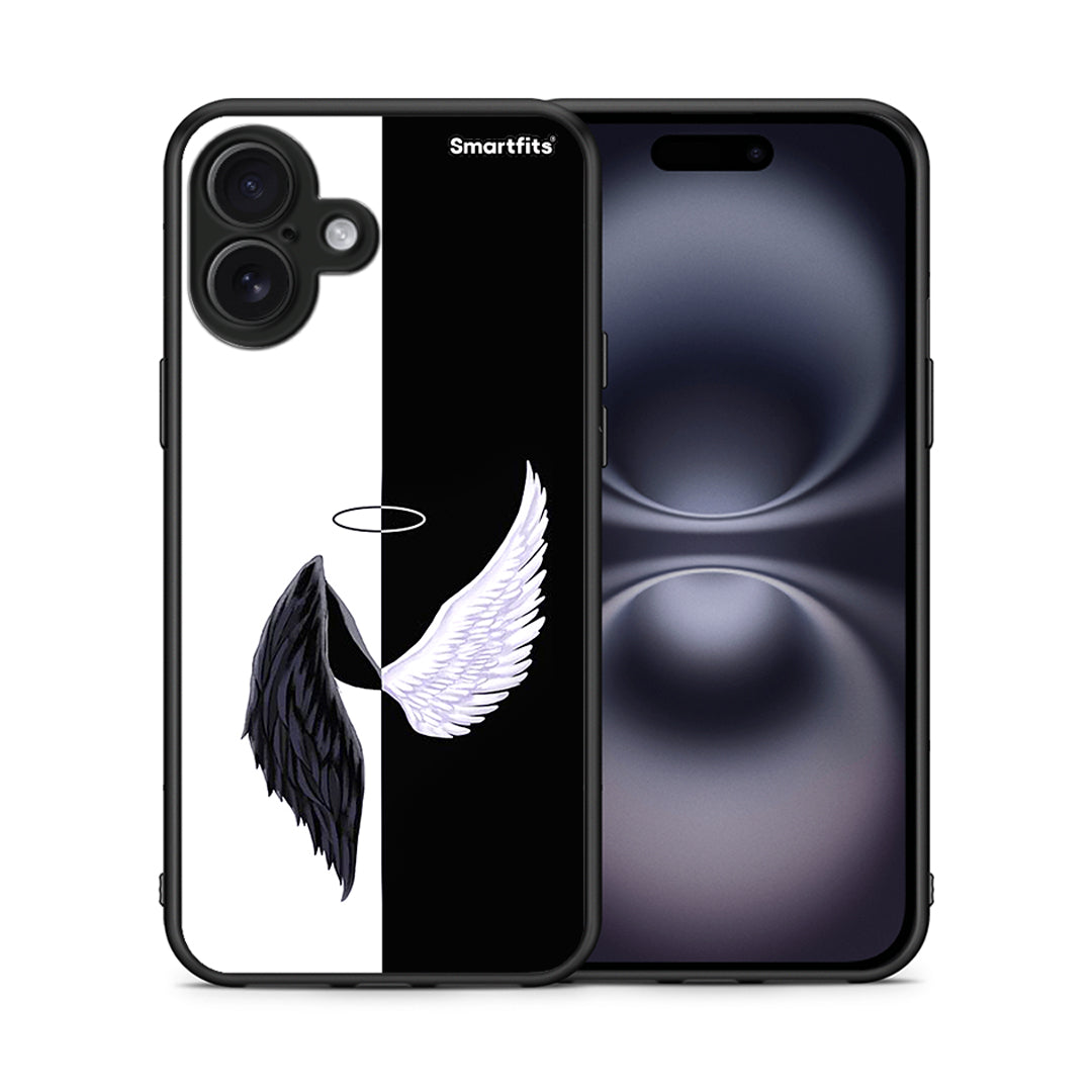 Θήκη iPhone 16 Plus Angels Demons από τη Smartfits με σχέδιο στο πίσω μέρος και μαύρο περίβλημα | iPhone 16 Plus Angels Demons case with colorful back and black bezels